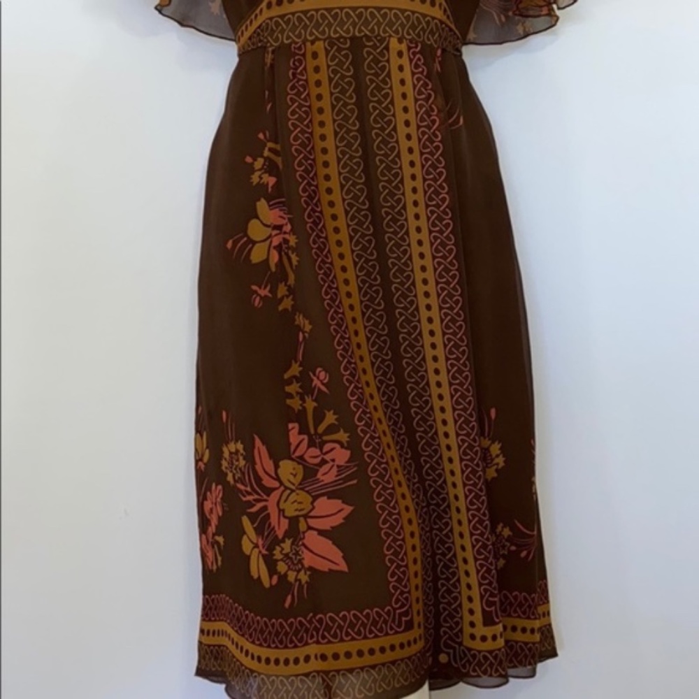 ANNA SUI ANTHROPOLOGIE SILK RUFFLE EMPIRE DRESS SM - Picture 6 of 7